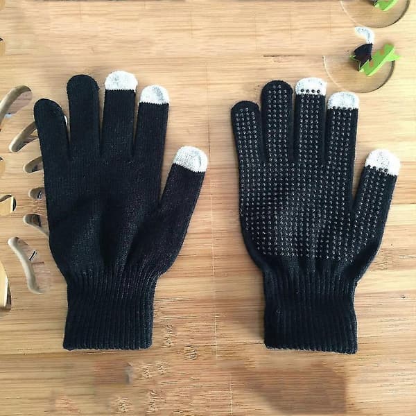 Unisex Vinter Kashmir Stickad Silikon Halkfri Tjock Varm Fleece Magiska Handskar