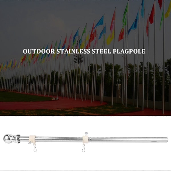 Flagstang, Flagstang i Rustfrit Stål, Velegnet Til Husgård Have, Anti-rust Flagstangs Holder (sil