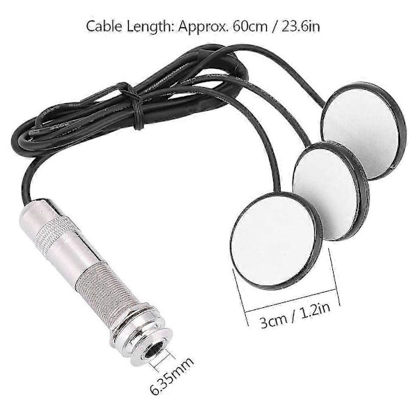 Gitarrpickup 3x Piezo Pickup Transducer för Akustisk Gitarr Ukulele Mandolin Instrument