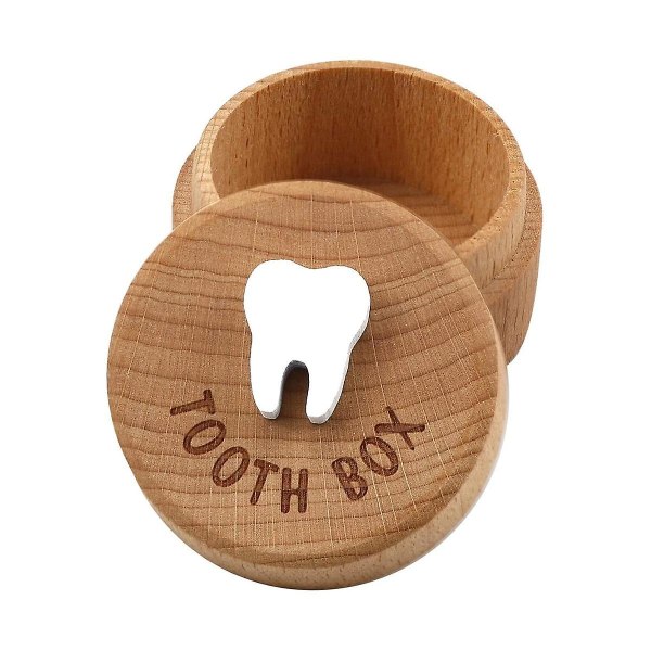 Tooth Fairy Box 3d udskåret trææske Souvenir droppet tandsminde opbevaringsboks gave til dreng eller gi