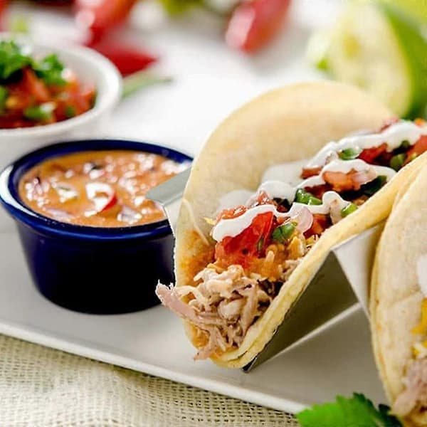 Rustfrit Stål Stativ Sæt Holdere Bakke Stil Tortillas Burritos Tilbehør Til Hjemmefest Restaurant 2 Stk (guld)