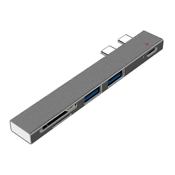 Dubbel Typ C Hub USB-C till USB 2.0 PD Laddning TF Secure Digital Kort Dock Adapter