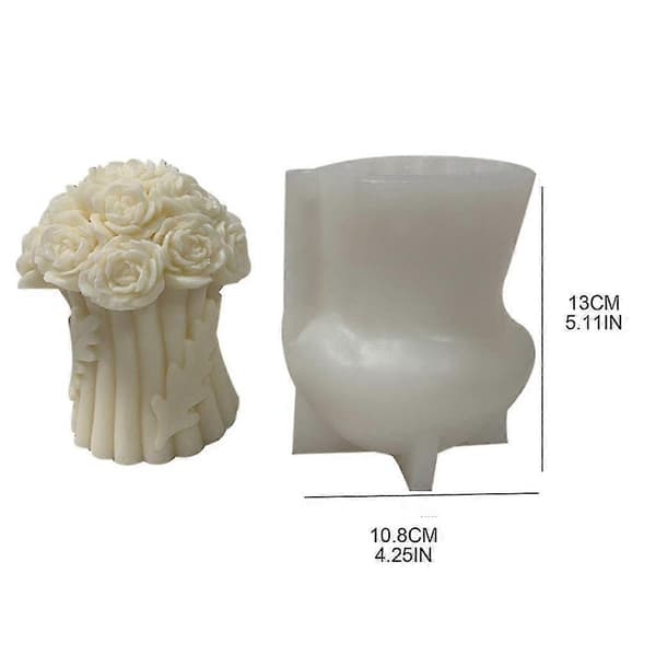 Rose Buket-form Håndlavet Sæbe Lysform Silikoneform Til Resin Lys Banmo
