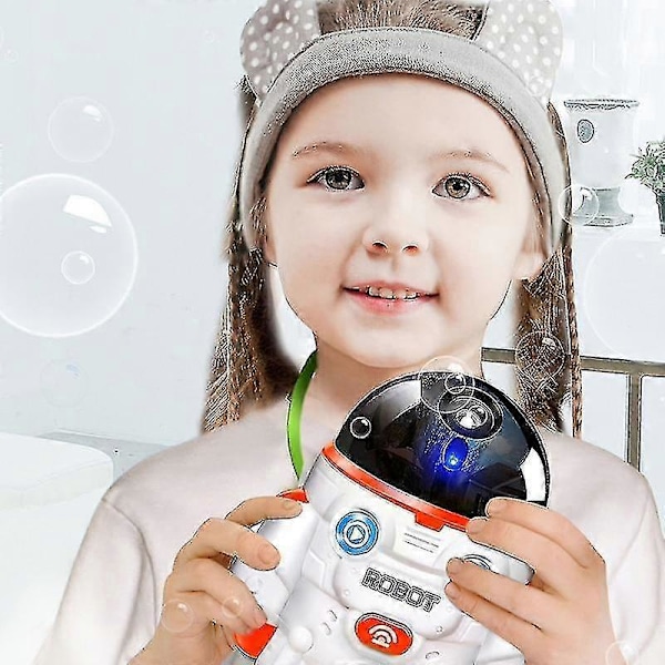 Yyh-elektrisk Bubbelmaskin Rymdman Söt Ljud Ljus Enkel Användning Batteridriven Bubbla Orange
