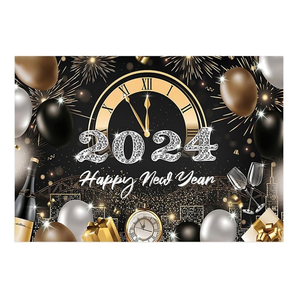 2024 Nyår 210x150 cm Fotografi Bakgrunder Champagne Guld Glitter Fest Dekoration Bakgrunder Pho