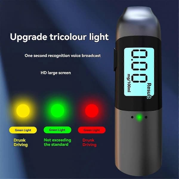 Digital Alkoholtester USB Genopladelig Høj Præcision Breathalyzer Alkometer LCD Display Professionel