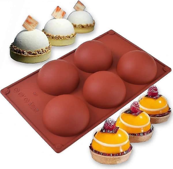 Halvkuleformet silikonformsett for sjokoladeball, kake, gelé, pudding, hjemmelaget såpe, pakke med 3