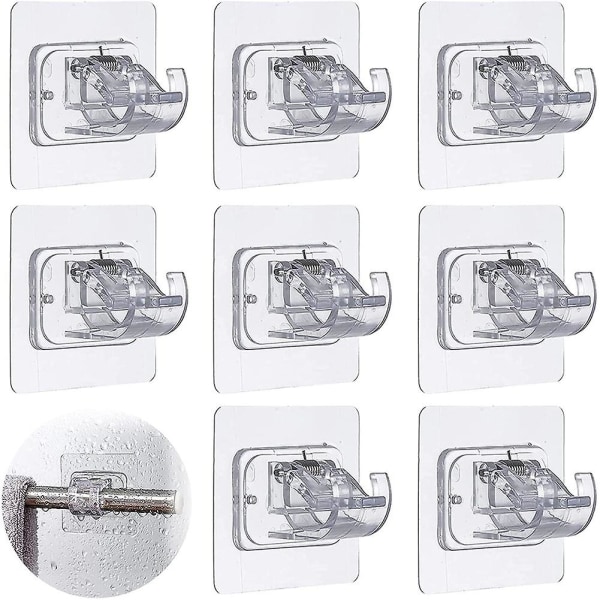 Curtain Rod Bracket No Drilling, Adhesive Curtain Rod Holder Hooks, No Drill Curtain Rod Brackets H