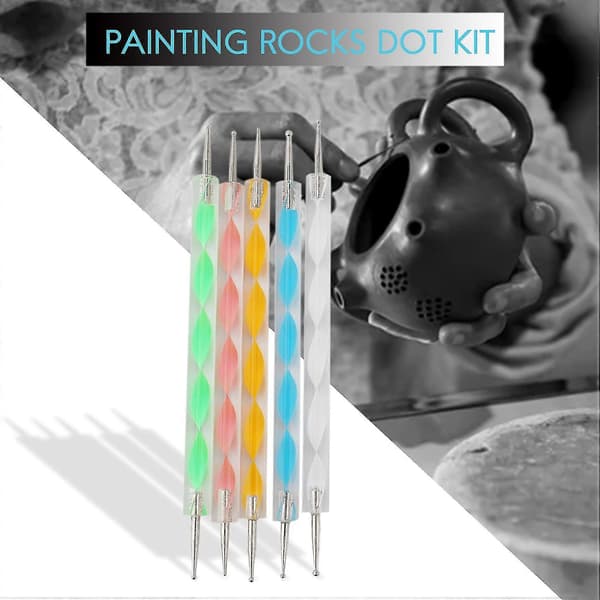 Mandala Dotting Værktøjssæt til Maleri Sten, Maleri Sten Dot Kit, Sten Sten Maleri Pen Polka