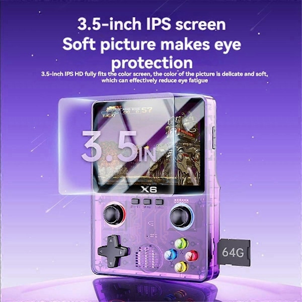 X6 Retro Spelkonsol 3.5 tum IPS Skärm Bärbar Handhållen Spelare Retro Arkad Stöd 11 Emulatorer