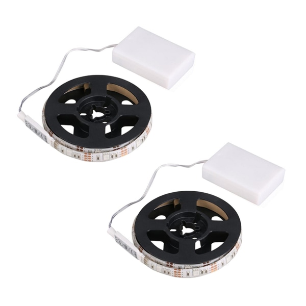 2x RGB Fleksibel LED-lysstripe Vanntett IP65 15 LEDer DC5V Med Kontroller Batteridrevet, LED Ta