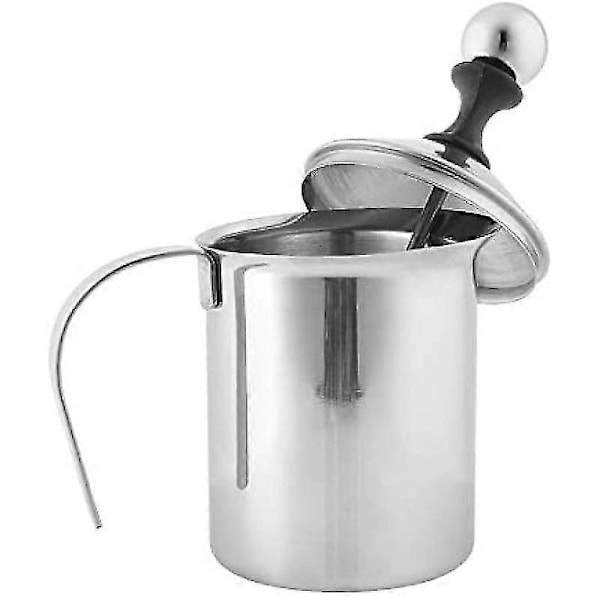 400ml Melkeskummer i Rustfritt Stål med Dobbel Sil for Melk, Melkeskum, Kaffe