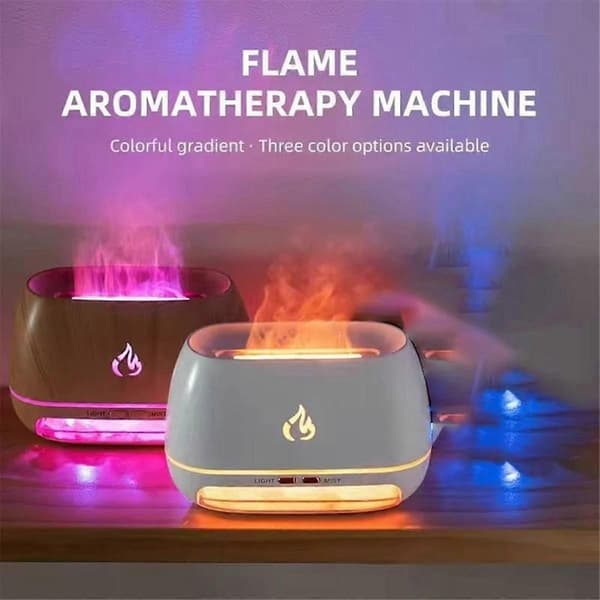 Saltstein Aroma Luftfukter Flamme Farget Lys Nattlys Aromaterapi Eterisk Olje Diffuser