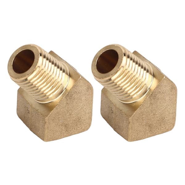 2 stk. 45° Rørkne Solid Messing 8mm Innvendig Gjenge 45 Graders Luft Drivstoff Gass Vannrør Adapter Kobling
