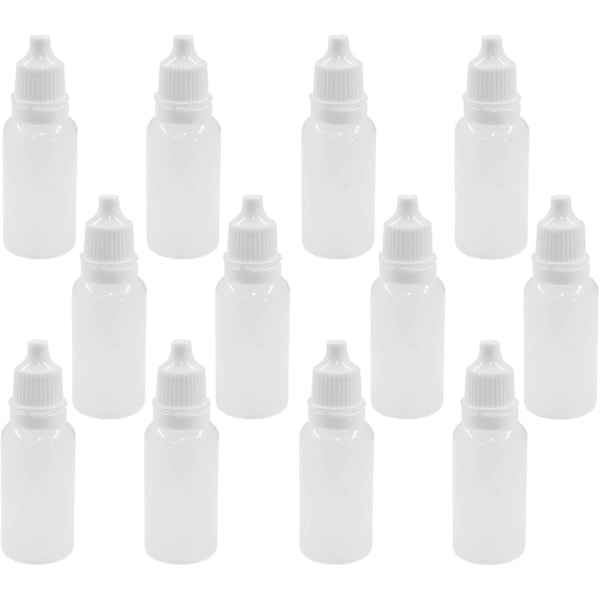 12 st 15ml/0.5oz Plast Droppflaskor, Tomma Klämbara Ögondroppsflaskor