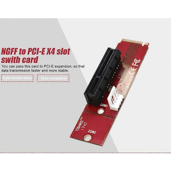 NGFF M.2 Key M2 PCIE-sovitin BTC-kaivinkoneen Riser-muuntimelle Punainen uros F