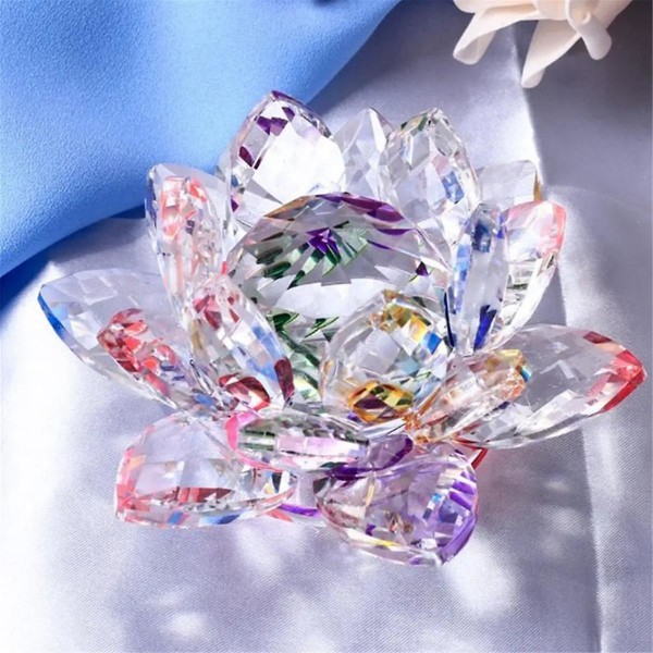 En lotusblomstfigur i krystall Valentine Bryllupsdekor Glass Håndverkssamling Papirvektbord Eller