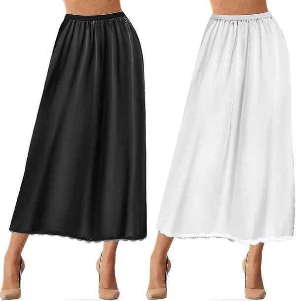 2 Stykker Halv Underkjole Blonde Lang Underkjole Dame Satin Halv Underkjole Halv Underkjoler Til Under Kjoler Underkjole