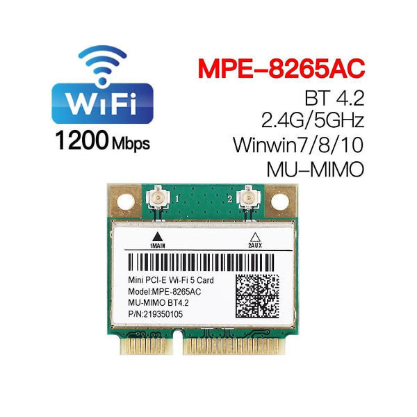-8265ac Wireless Half Mini Pci-e Wifi-kort Wifi 5 Dual Band 802.11ac 2.4ghz 5ghz 1200mbps Wlan Netw