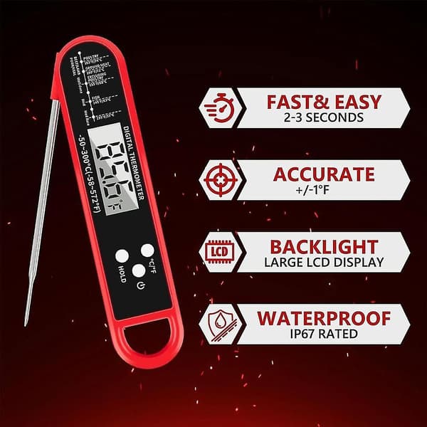 Digital Kötttermometer För Matlagning Kök Mat Direkttermometer Med Bakgrundsbelysning För Grill Röktermometer