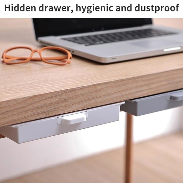 Under Desk Skuffe Organizer Usynlig Opbevaringsboks Selvklæbende Kontorartikler Beholder Skrivebord Makeup Ho