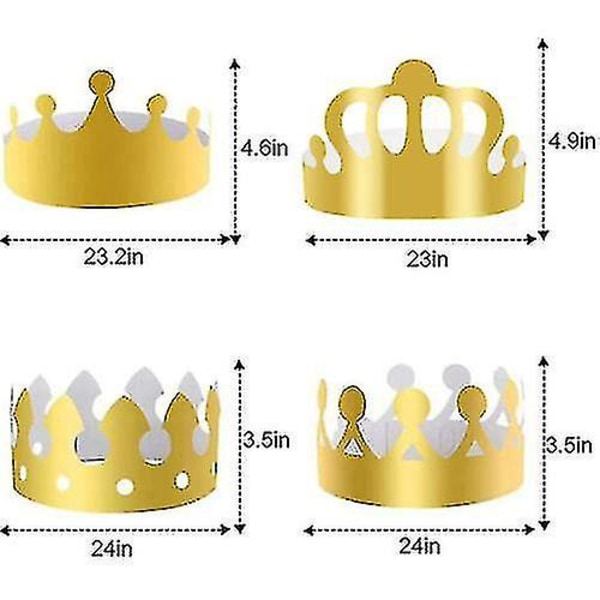 20 stk. Guld Papir Kroner Til Kroning, Fødselsdag, Justerbar Konge Krone Fest Hat