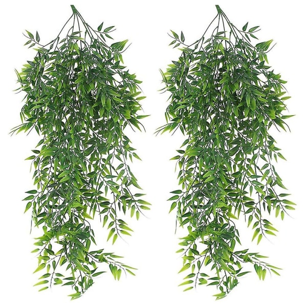 2 pakke hængende kunstige planter Bambus Faux hængende bambusblade Grædende hængende plante til indoo