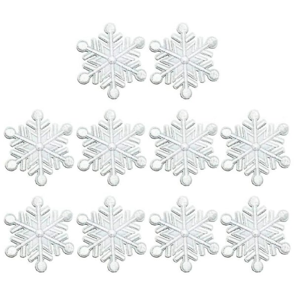 10 st Snowflake Patches Stryk på julbroderade patchar Applikationer för konsthantverk gör-det-själv-dekor J