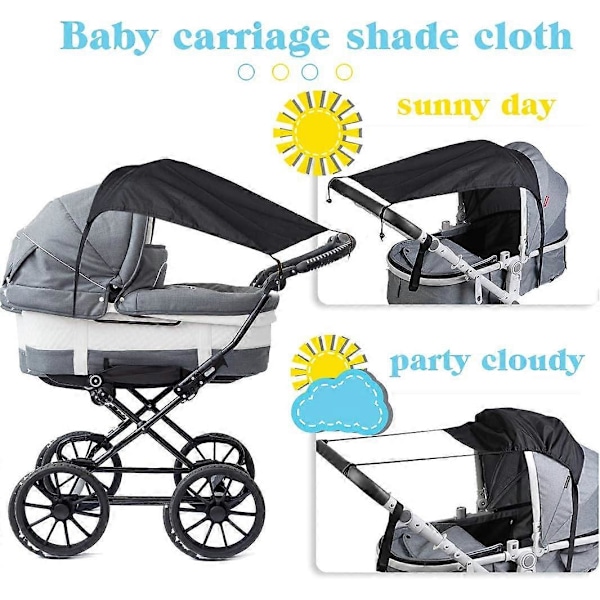 Solskydd för Barnvagn, Barnvagnsparasoll, Universellt Solskydd för Barnvagn, Sufflett Solskydd, för Liggdel, Barnvagn, Justerbar med UV 50 Skydd, Bla