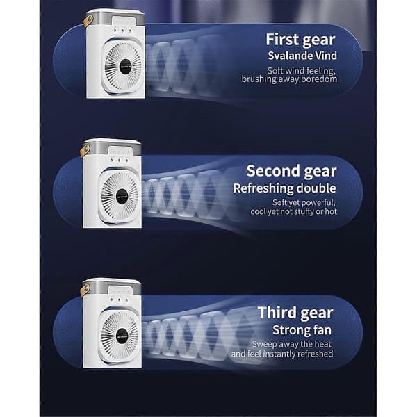 Airconditioner Ventilator Bærbar Skrivebords Luftfugter Husholdnings Lille Luftkøler Ventilator med Farverige Natlamper til Kontor, B