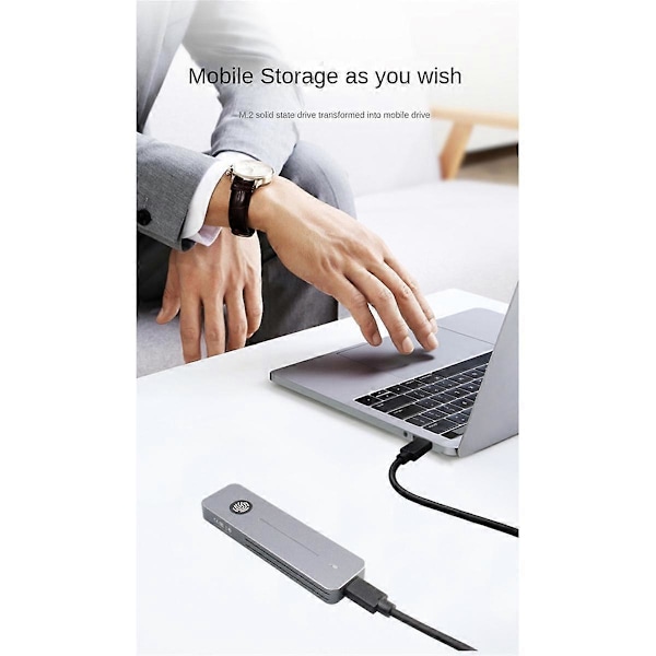 M.2 NVMe SATA SSD-kabinett 10 Gbps M.2 til USB Type C Ekstern Adapter Fingeravtrykk Kryptering M