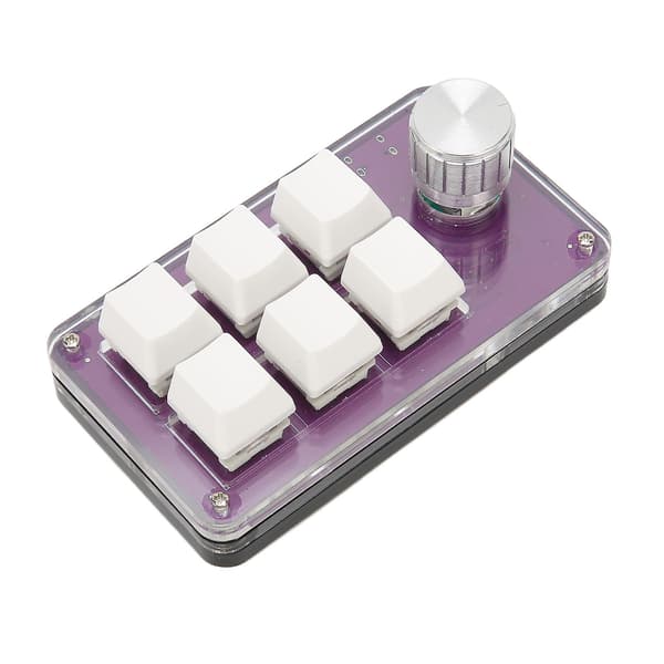 Programmerbar knappsats Typ C 6 Tangenter 1 Vred Blå Switch Mekanisk Minnesfunktion Mini Knappsats för Spel Kontor Media
