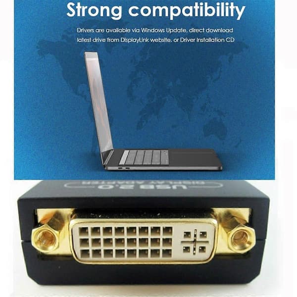 Ekstern Grafisk Videoadapter USB 2.0 til DVI/VGA/-Kompatibel Flere Skjermer Visning Utvid/Speil for Windows