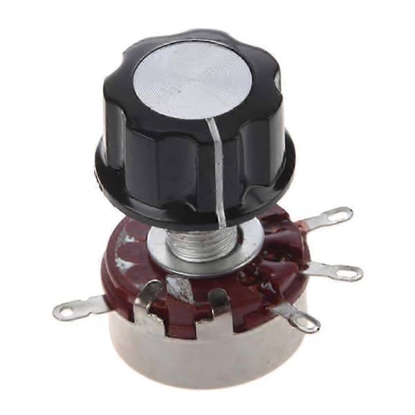Erstatningspotensiometer med 6 mm akseldiameter, 470K Ohm, 2W, med knapp