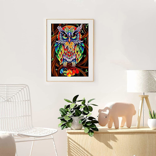 Pöllö Timanttimaalaus Sarjat DIY 5D Timanttitaide Sarjat Kodin Seinäkoriste Lahja 30x40 cm