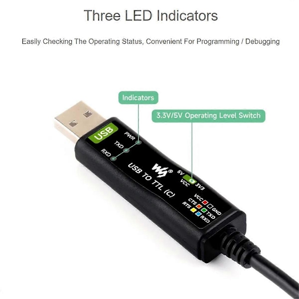Industrielt USB til TTL (C) 6-pin serielt modul kabel FT232RNL til 5 serielle port debugging moduler
