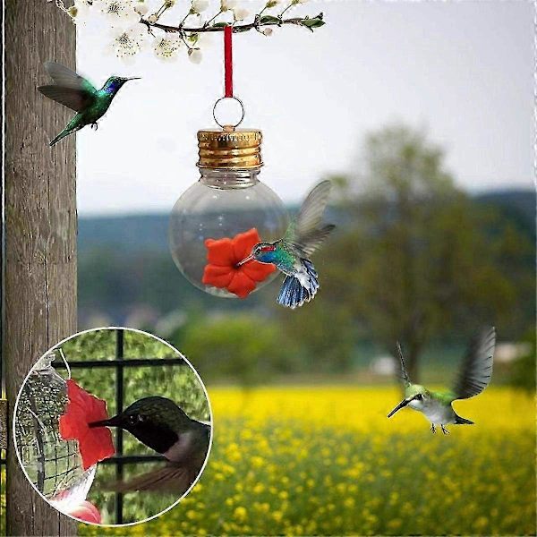 Fuglefoderautomat i Mason Jar med blomsterfoderporte - 1 pakke krukke design til vilde fugle og haveindretning