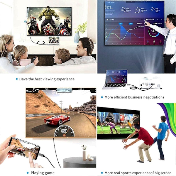 1,8 m 4K USB Typ-C till Mini Displayport 1,8 m för Thunderbolt 3 DP Kabeladapter