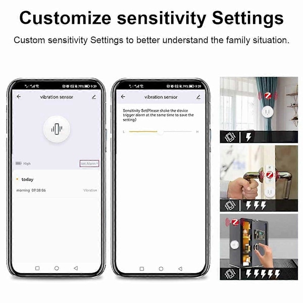 Tuya ZigBee Smart Vibrationssensor Realtidsovervågning Dør Vindue Detektion Alarm Smart Sikkerhed
