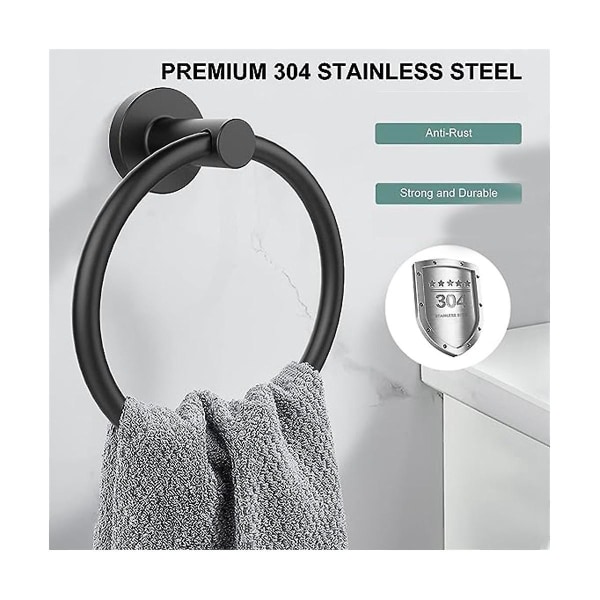 Håndkleholder for bad, håndklering i rustfritt stål 304, tung håndkleholder