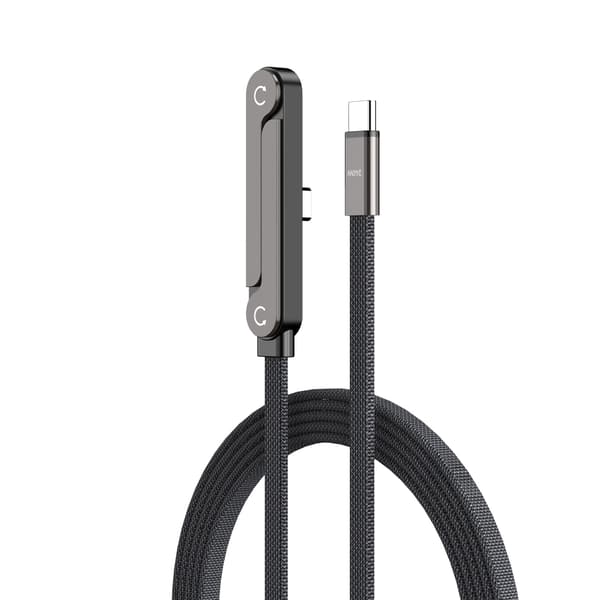 240W 150cm foldbart stativ datakabel med retvinklet dobbelt C flettet kabel