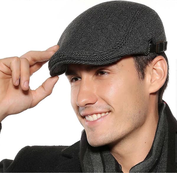 Herr Flat Caps Basker Tweed Klassisk Tweed Keps Grey Herringbone