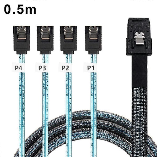 Datakaapeli|Mini SAS SFF-8087 - 4SATA kiintolevyn datakaapeli - 0,5 m