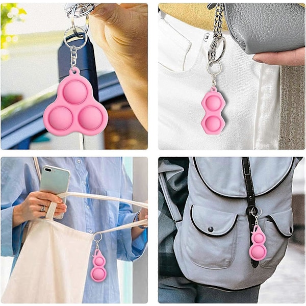BE 3 stk. Simple Dimple Fidget, Leke Håndholdt Mini Fidget Leker Sensorisk Stress Relief Håndleker med Nøkkelring for Barn Voksne Anti-Angst Squ
