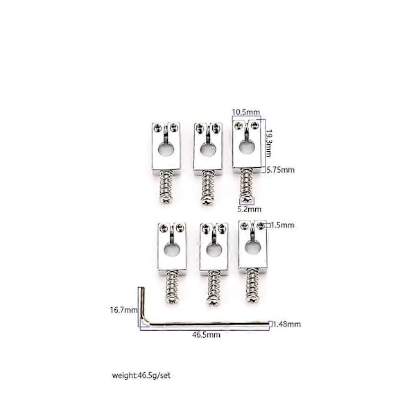 6 stk. Guitarbro Saddles Bro Pull String Code med Nøgle Musikinstrumenter Elektrisk Guitar