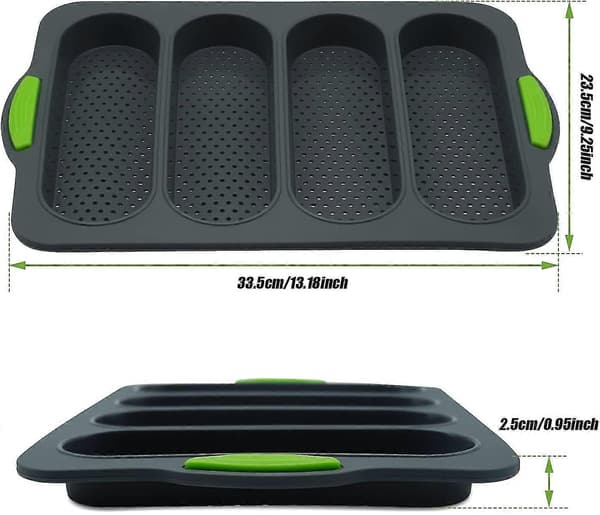 Brødform for baking, silikon 4 hulrom baguetter form