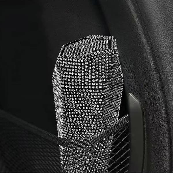 Bling Bil Papperskorg Organizer med Lock Strass Glitter Bilavfall Diamantdesign, Läckagesäker