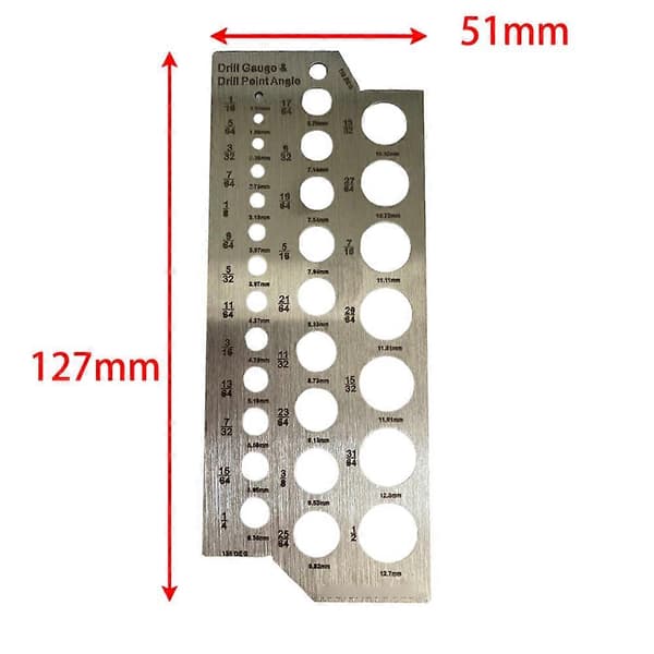 Bordiametermåler i rustfritt stål, borbitt 127x51x1mm sølv, høy kvalitet, måleverktøy 159-127mm