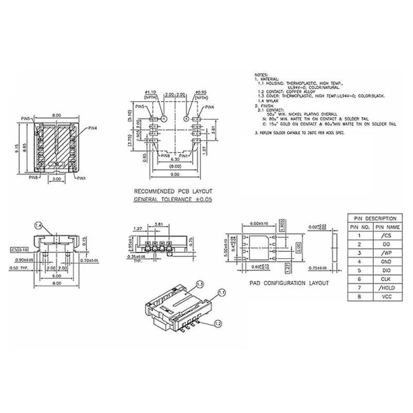 Qfn8 /wson8/mlf8/mlp8/dfn8 To Dip8 Universal två-i-ett uttag/adapter Kompatibel med både 6*5 mm och 8*6 mm chips