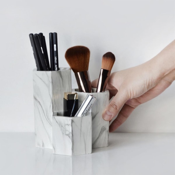 Kontorshem för kreativ pennhållare Makeup Borstar Vas Förvaringslåda Med Marmor